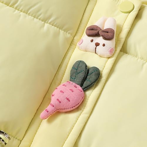 Hopscotch Girls Yellow Full Sleeves 3D Bunny Applique Ruffled Long Coat For Age (2-3 Years)