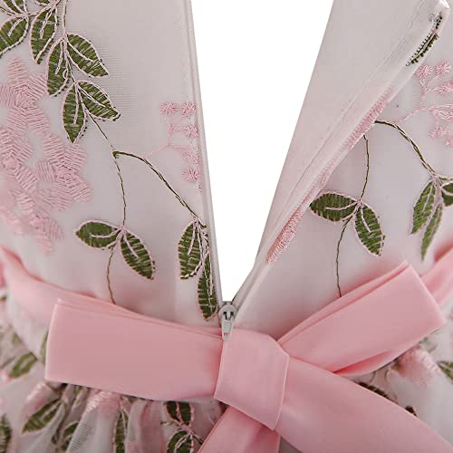 Hopscotch Girls Fit And Flare Knee-Length Floral Applique Party Dress In Peach Color for Ages 12-24 Months