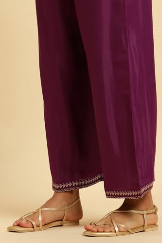 W for Woman Purple Anarkali Festive Kurta, Parallel Pants and Dupatta Set_24AUWS19526-220316_2XL