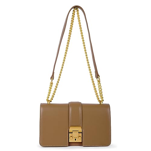 Miraggio Scarlet Solid Crossbody Bag with Convertable Sling/Shoulder Chain for Women (Taupe)