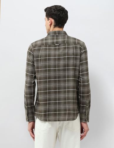 U.S. Polo Assn. Denim Co. Men's Twill Tartan Checked Shirt (UDSHT1974_Olive_40)