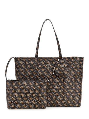 GUESS Brown Logo Printed Power Play Large Tech Tote Bag