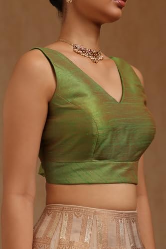 Soch Womens Light Green Tussar Solid Padded Blouse
