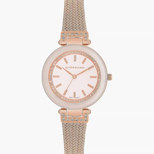 Giordano Analog Wrist Watch for Women Stylish Metal Strap with Water Resistant 3 Hand Mechanism for Girls & Ladies to Compliment Your Look/Ideal Gift for Female - GZ-60033