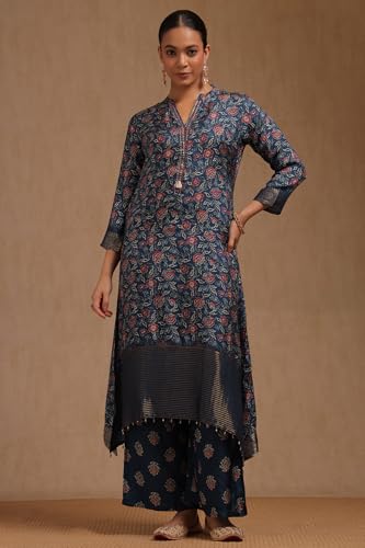 Soch Women's Dola Silk Salwar Suit Set (EWA5CD22087_Blue