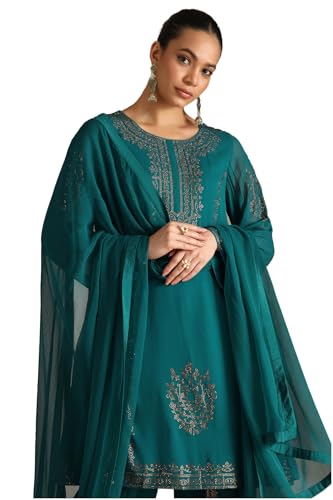 Soch Women's Georgette Salwar Suit Set (OWS5CD21926_Teal