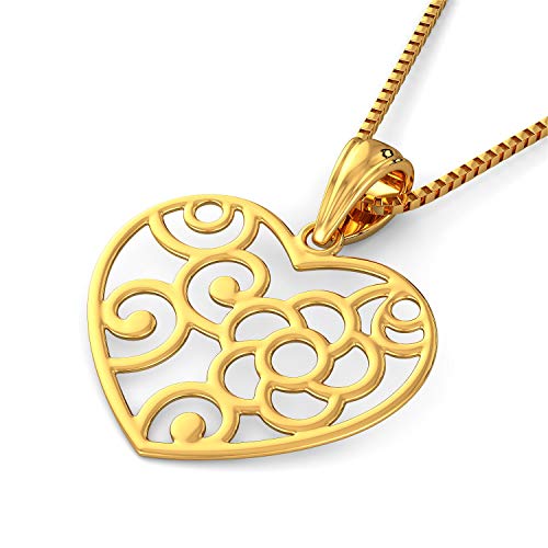 Joyalukkas 22k (916) Purity | HUID & BIS Hallmark | Golden Heart Patterned Pendant For Women