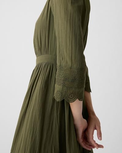 GAP Women's Cotton A-Line Below The Knee Casual Dress (442528440_Green