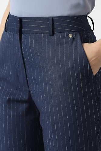 Van Heusen Women Navy Stripe Formal Trousers