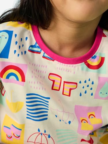 The Souled Store Official Peppa: Rainbow Splash Girls Round Neck Multicolor Graphic Printed Cotton Full Sleeve T-Shirts