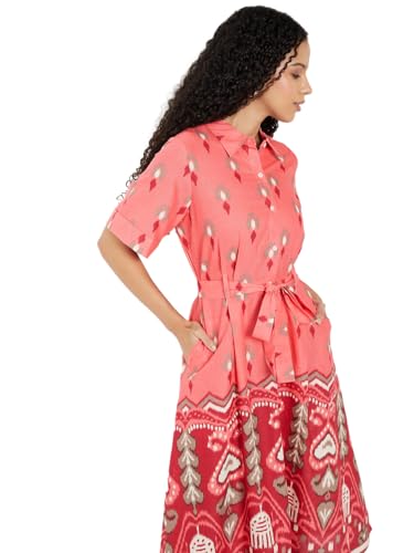 Max Women's Polyester A-Line Below The Knee Dress (IS510001_Pink