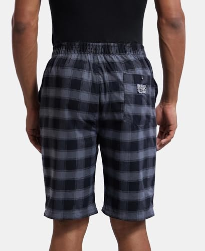 Jockey Men's Regular Fit Shorts (US88-01_Charcoal & Blue_L)
