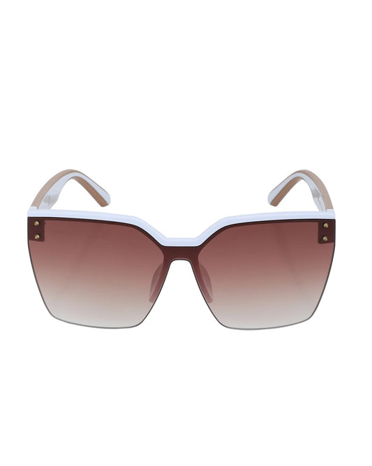 Carlton London Premium White with Brown Toned & UV Protected Lens Oversized Sunglass for women