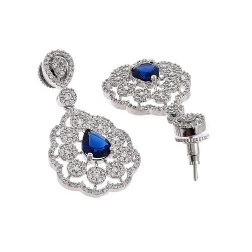 VOYLLA CZ Elegance Teardrop Cut Blue Gems Jewellery Set