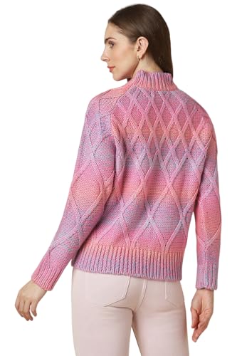 Allen Solly Women's Acrylic Crew Neck Sweater (AHSWCRGHC28367_Pink