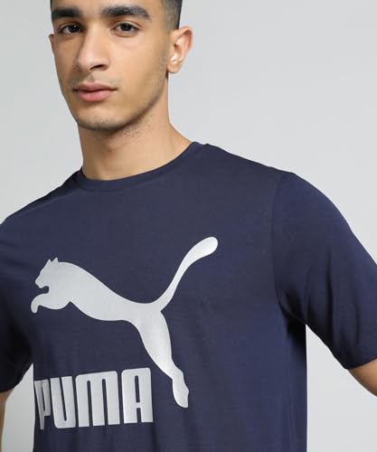 Puma Men's Printed Regular Fit T-Shirt (686552_Navy