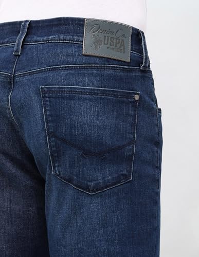U.S. Polo Assn. Denim Co. Men's Brandon Slim Tapered Fit Blue Jeans (UDJEN1858_Blue_34)