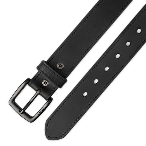 Levi's Casual Belt-Dress for Men Jeans with Thick Strap and Buckle, Matte Black, Small (30-32)