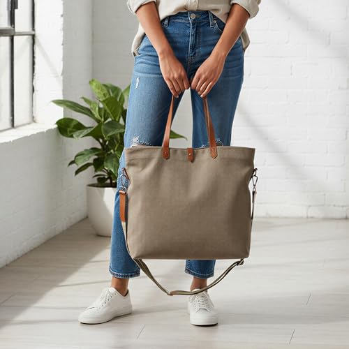 DailyObjects Latest Stylish Buoy Tote Bag for Girls & Women | Sturdy Cotton Canvas Material | Double Shoulder Straps | Ladies Handbag Purse For Daily & Office Use | Zip Pocket | Handcrafted
