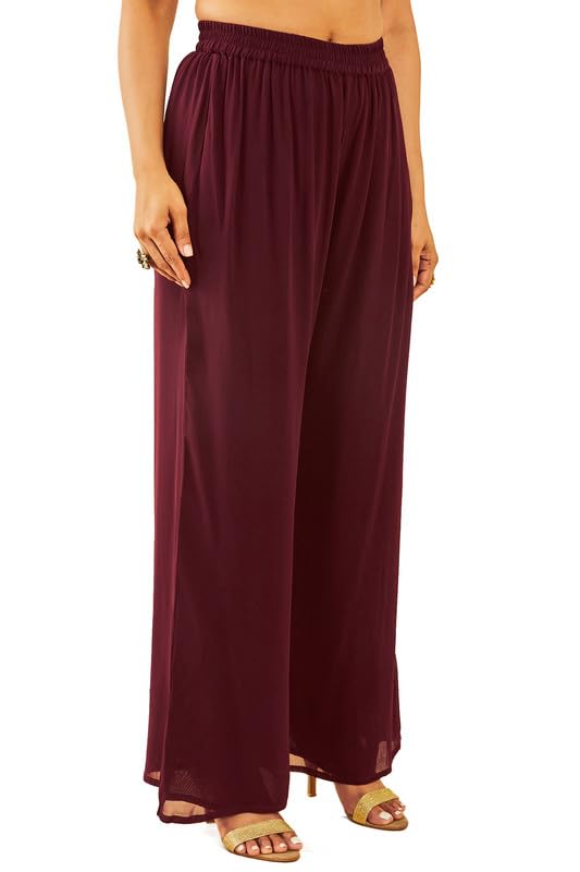 Soch Womens Maroon Embellished Georgette Alia Cut Suit Set