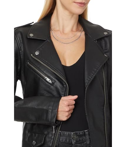 Levi's Women's Oversized Faux Leather Belted Motorcycle Jacket (Standard & Plus Sizes), Black, Large