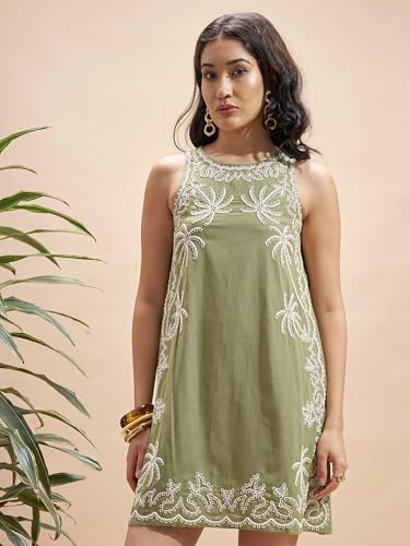 VISHUDH Women Round Neck Sleeveless Dress VVSD000049 Grey XL