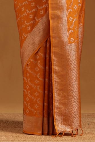 Soch Womens Mustard Viscose Silk Zari Woven Saree