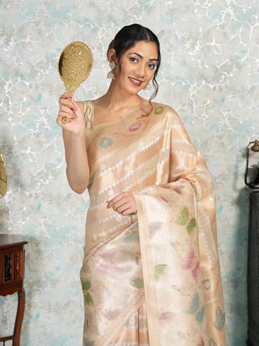 MIMOSA Women's Woven Design Banarasi Style Art Silk Saree With Blouse Piece : SA00002065CKFREE