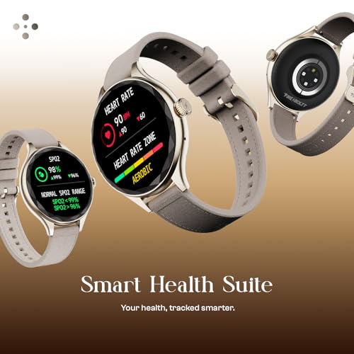 Fire-Boltt Phoenix Aura Women Smart Watch with 1.26” Diamond-Cut HD Display, Rotating Crown, Wireless Charging, Bluetooth Calling, Voice Assistant, 120+ Sports Modes - Latte Brown