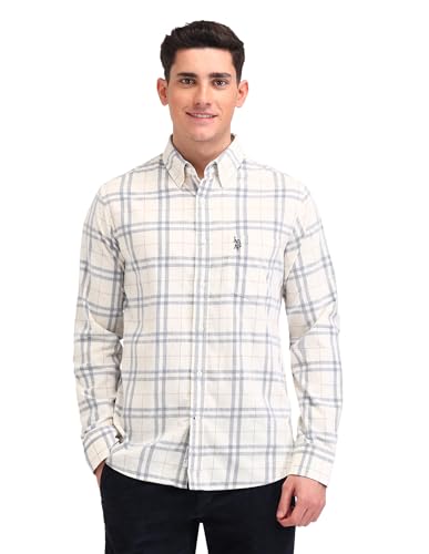 U.S. POLO ASSN. Tailored Fit Button Down Shirt (USSHT2416_Beige_46)