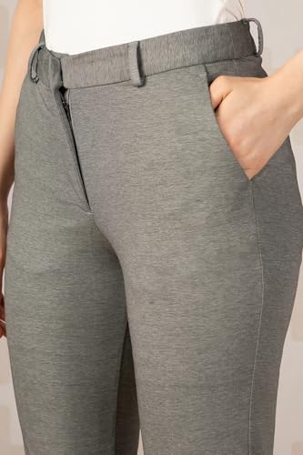 Women Grey Textured Formal Trousers