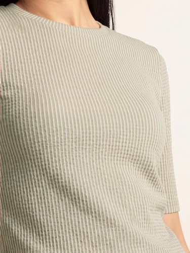 Max Women Ribbed T-Shirt (Green_M)