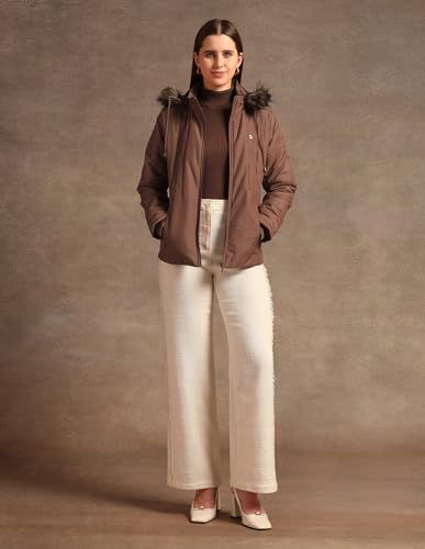 U.S. POLO ASSN. Hooded Solid Padded Jacket (UWAW24JCK152_Brown_S)