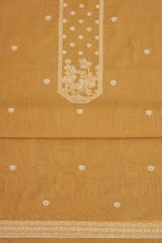 Soch Womens Mustard Chanderi Woven Design Unstitch Dress Material With Sequins