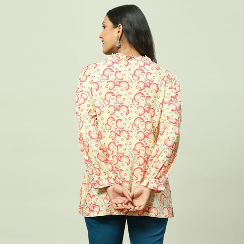 Rangriti Women's Regular Fit Blouse (RMMINDIETO18256SS23BEG_Beige