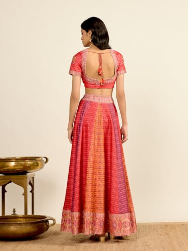 Aarke Ritu Kumar Red Sweatheart Neck Blouse With Lehenga And Dupatta