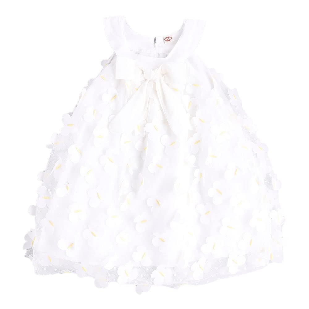 Hopscotch Girls Polyester Solid Polyester A-line Casual Dresses In White Color For Ages 3-4 Years (FLM-3406989)