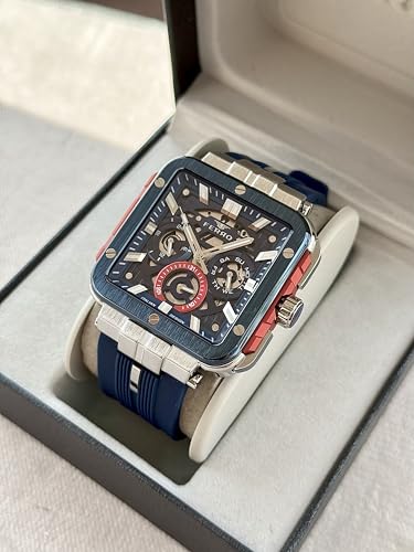 Ferro Design in Italy Acqua Analog Blue Square Dial Men's Watch - FM11572D-L3