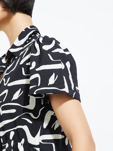 Max Women's Nylon A-Line Below The Knee Dress (PA25DRS11_Black