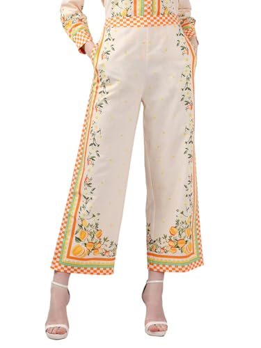 VERO MODA Women's Straight Fit High Rise Yellow Pants