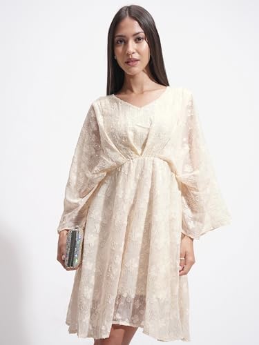 Tokyo Talkies Women's Polyester Mini Dress (TTJ6012632_Cream