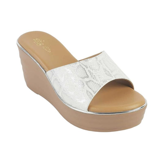 tresmode AVDA Women's White Vegan Leather Wedge Sandals in Size 7 UK / 40 EU