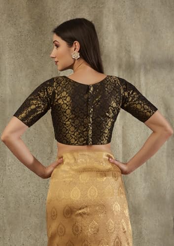 SALWAR STUDIO Black Brocade Woven Design Blouse_RF-0100-BLCK-34