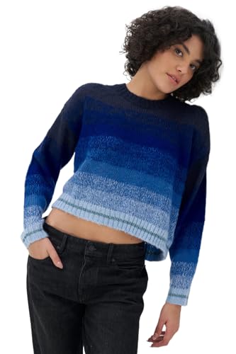 American Eagle Women Blue Boxy Striped Sweater