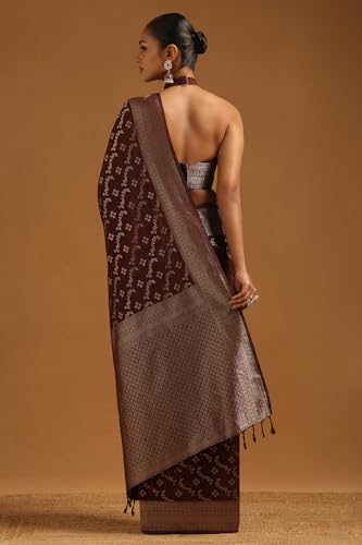 Soch Womens Maroon Viscose Silk Zari Woven Saree