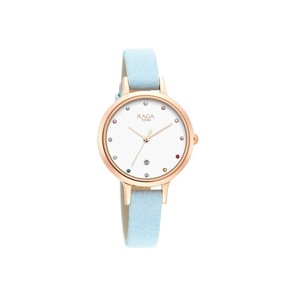 Titan Women Brass Analog White Dial Watch-Np2666Wl02/Np2666Wl02, Band Color-Blue