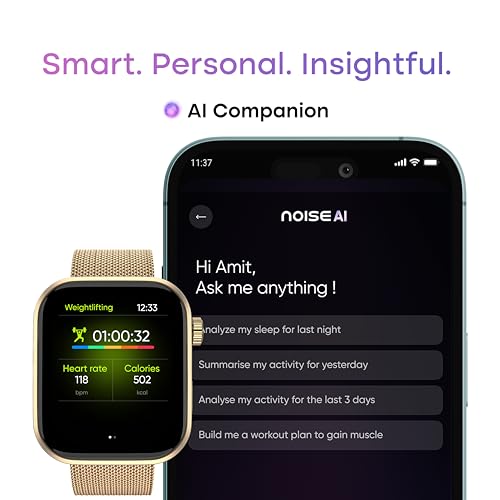 Noise Pro 6 Smart Watch:Intelligent AI, Endless AI Watch Faces, AI Companion, 1.85” AMOLED, EN2 Processor, Nebula UI 2.0, Emergency SOS, Compatible with iOS & Android(Champange Link)