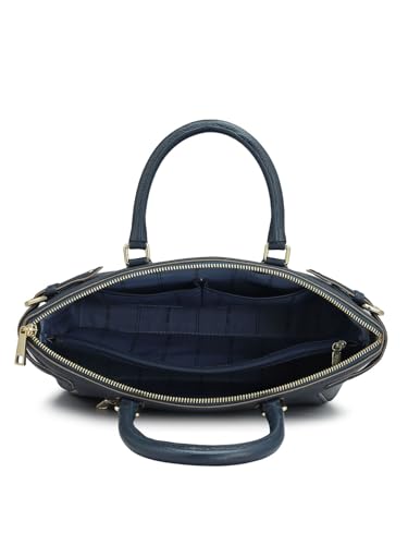 Da Milano Genuine Leather Blue Satchel (Medium) (01515)