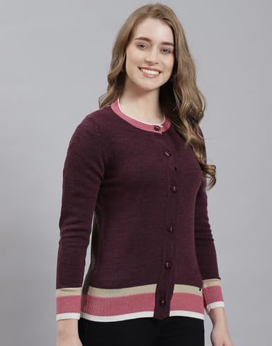 Monte Carlo Purple Wine Mix Solid Round Neck Sweater