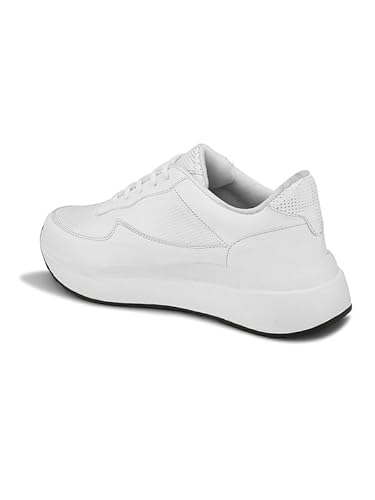 XE Looks White Lace-Up Platform Sneakers | Perforated Upper | Cushioned Insole | Casual & Walking Shoes For Girls & Women
